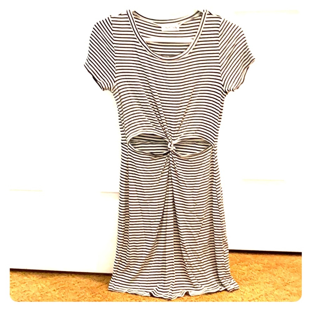 Black and white striped dress